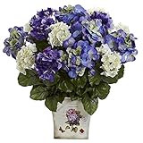 ほぼ自然1378-bp Mixed紫陽花花付きプランター、ブルー/パープル
