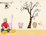 【ufengke】漫画、動物の楽園、サルやキリン壁飾り　子供の部屋と保育園の取り外し可能な壁のステッカー 　 壁画