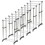 山善(YAMAZEN) (5個まとめ買いパック) 上下伸縮2本掛けハンガーラック(幅80) YBH-WR*5 クロムシルバー