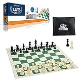 WE Games Tournament Chess Set- Heavy Weighted Chess Pieces with Green Roll-up Chess Board and Zipper