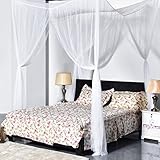 Zeny 4コーナーポストベッドキャノピーMosquito Netフルクイーンキングサイズネッティングベッドホワイト Full Queen King Size ホワイト ZENYJA070053