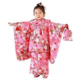 「【57】ピンク地に御所車と鼓/被布：ピンク」七五三 着物 3歳 被布着物7点セット