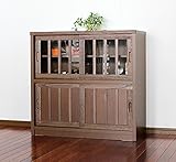 サイドボード キャビネット 完成品 和風 幅90cm (ライトブラウン)