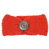 Tonsee ベビー ガールズ ヘッドバンド かわいい 編み物 ヘアバンド ボタン付き 髪飾り (レッド)