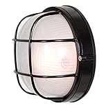 Access Lighting 20296-BL/FST Nauticus 10-inch Wet Location Round Bulkhead, Black Finish with Frosted