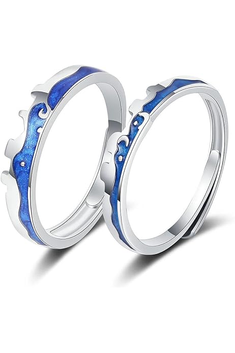 Amazon | [Rockyu] ペアリング フリーサイズ 青 ブルー シンプル 2個  
