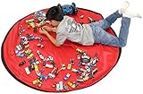 60 Inch X-Large Play Mat and Toy Organizer Storage Bag Black/Red [並行輸入品]