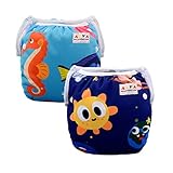 ALVABABY ベビー スイムパンツ 防水 スイム布 再利用可能 おむつ 水遊び用 水着 2枚セット SWD23-24-JP