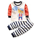yougheny パジャマ 子供服 ベビー キッズ ルームウェア 長袖 寝間着 上下セット 男女兼用 あったか 可愛い 動きやすい(80 熊柄)