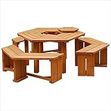 山善(YAMAZEN) ガーデンマスター BBQパティオ テーブル＆ベンチ（4点セット） HXT-135SBR ブラウン