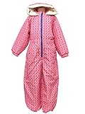 【b-45506/45507 女の子 ジャンプスーツ カラフルドット柄 ジャンプスーツ 雪遊び ベビー スノーコンビ 子供 キッズ】1ピンク 95
