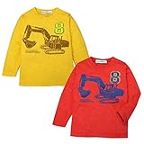 (イエロー/90cm)ベビー服 男の子 Tシャツ 長袖 Donkey Jossy ドンキージョッシー 天竺 ショベルカープリント ワッペン スナップボタン 男児 ベビー