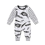 (ラランドリー) laraandlory  秋冬 ベビー服 長袖 カバーオール ロンパース 男の子 羽毛 ボーダー柄 (100/18-24ヶ月, 黒と白)