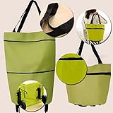 女性の大規模な折りたたみショッピングカートバスケット折りたたみトロリーデュアルホイールのFoldableトロリーカートの荷物ショルダーハンドバッグカートポータブルトート