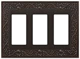 AmerTac 43RRRVB 3 Rocker-GFCI English Garden Wallplate, Aged Bronze [並行輸入品]