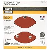 ali industries 3781-003 Master Mechanic, 5 Pack, 5 -Inch, 220 Grit, Extra Fine, 5 Hole Hook and Loop