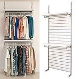 突っ張り式ラダーハンガー幅約93cm ブレザータイプ ホワイト NJ-0092