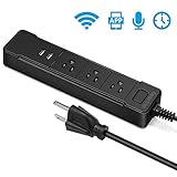 Koolertron Wifi スマートコンセントAC電源 三連＋ 二つのUSBポート 家庭用プラグコンセント Google Homeと連携可能 (ブラック)