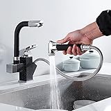 Wellbeingjp　キッチン水栓 シャワー 混合水栓 キッチン用水栓 キッチン蛇口　伸縮ノズル ハンドシャワー シングルレバー キッチン用混合栓シャワー 360°引き出せる 360°回転　蛇口　高