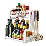 Carfeny キッチンストレージ 調味料スタンド 2段 収納ラック 41x24.7x38.7cm (ホワイト)