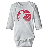 Sasa85 日本 川 夕日 剣道 忍者 浪人 アイコン 長袖ボディースーツ ベビー服 トップス プレゼント 暖かい グレー 6 M