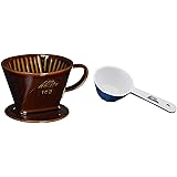 カリタ Kalita コーヒー ドリッパー 陶器製 102-ロト(2~4人用) ブラウン #02003 & コーヒーメジャー ホビー スモーキーブルー 10g #44016【セット買い】