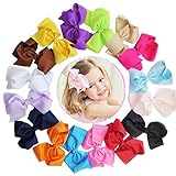 16 pcs 6in Baby Girls Big Bow Clip Boutique Hair Bows For Toddlers Kids Children Alligator Hair Clip