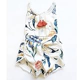 子供服 タッセル付き サロペッ ト 白 キッズ 子供 ベビー 花柄 女の子 (75ｃｍ) [並行輸入品]