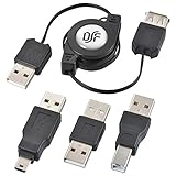 OHM USB変換コネクターセット A-A A-B A-miniB 伸縮80cm PC-NUST-K 01-3357