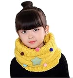 COMVIP 子供 キッズ 女の子 男の子 可愛い 装飾 厚手 防寒 ふわふわ 通学 通園 マフラー カジュアル スカーフ ロング スカーフ スヌード ネックウォーマー 黄色