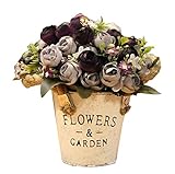 かなり人工の花シルクの花バスケットパープルと偽の花