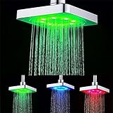 LEDシャワーヘッド　浴室レインフォールシャワーヘッド　滝シャワーヘッド　6インチ　7色変更