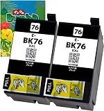 EPSON（エプソン用）IC76L-BK(BK/ブラック)-2本セット Bumba製互換インクカートリッジ ICチップ付き 残量表示機能付き 【１年商品保証】IC76-BK2