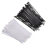 bronagrand 200pcs 6インチナイロンケーブルタイZipタイ自動ロック式、ブラックとホワイト