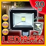 人感センサー付きLED投光器 【30W】 広角120度 防塵/防水機能 シルバー(銀)