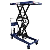 油圧式昇降台車 リフトカート テーブルカート ハンドリフター 高床 ロングタイプ 青 最高位約1700mm 耐荷重約1000kg 昇降台 油圧リフト 油圧台車 テーブルリフト リフティングテーブル 二