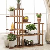 木製フラワーラック室内植物スタンド木製植物フラワーディスプレイスタンド木製ポットシェルフストレージラック屋外 (色 : D)