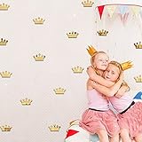 ufengke 18-pcs 3dプリンセスクラウンDIYミラー効果壁飾り、子供の部屋保育園取り外し可能な壁のステッカー壁画 ゴールド UF-QSM078A