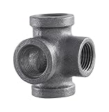 Ldrパイプ飾りIndustrialスチールグレー3 / 8インチSide Outlet Tee 4ウェイ継手( 2 - Pack )