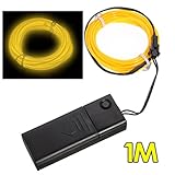 SODIAL(R) 黄色のフレキシブルなELワイヤーネオンライト1M　ダンスパーティー装飾＋コントローラー