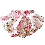 Sasairy ベビー ブルマ ぱんつ ベビー ブルマ お花ヘアバンドセット かわいい　夏 秋 綿　3段フリフリブルマ　見せパンツ ブルマ オーバーパンツ 子供 トレーニングパンツ　プリント×ホワイト