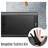 HUION H610 Pro 10 x 6.25インチ　アートグラフィック描画タブレット デジタルタブレット　ペンタベレット　リチウムイオン充電式デジタルペン+15インチウールライナーバッグ+2指グロ