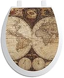 ヴィンテージワールドマップトイレ便座デカール Standard Round ブラウン pnc-toilet-seat-round+1315699