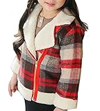 Plus Nao(プラスナオ) 子供服 キッズ ジャケット 長袖 ブルゾン ショートコート アウター ライダースジャケット 上着 秋冬 暖かい チェック 140 ベージュ