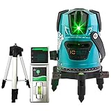 恒昌光電 5ライン グリーンレーザー墨出し器+受光器+エレベーター三脚セット HCG04-5 4垂直・1水平 レーザー墨出し器 フルライン測定器 MP-DL5