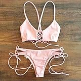 セクシーな水着ビキニデザイン新品2件のビキニの水着さんが三角形セクシー水着ビキニ充填ブラ (S, PINK)