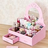 DIYデスクトップ化粧品収納ボックスドレッサーシンプルな仕上げラック ( 色 : ピンク ぴんく )