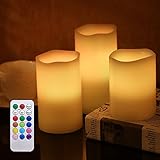 BigFox キャンドルライト 12色LED リモコン付き 3本セット タイマー機能 点灯モード切替 カラー切替 電池式