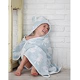 ギンガムマカロン フード付きバスタオル（ブルー） 今治産 (0～3歳用)