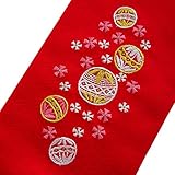 正絹 七五三用刺繍半衿 赤色 (黄)